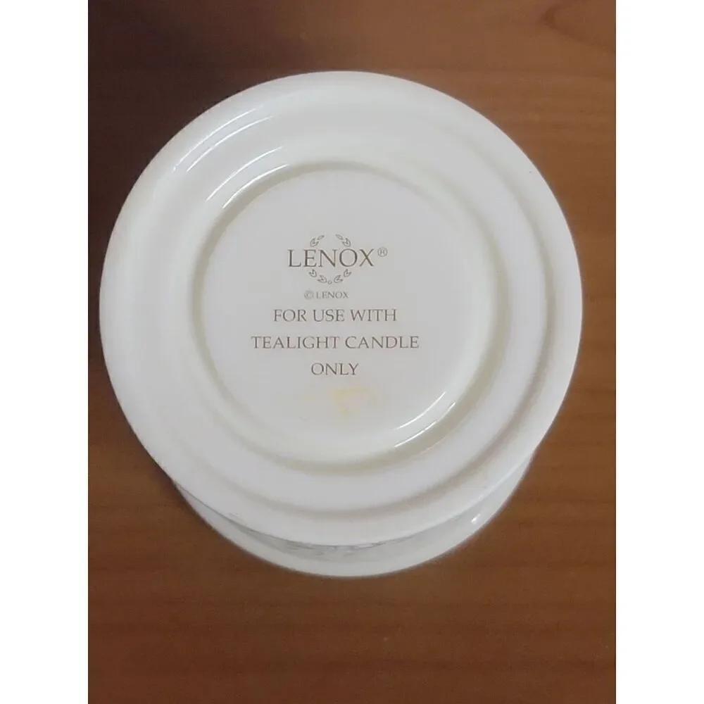 Lenox Pierced Filigree Porcelain Votive Holder Cream Gold Trim